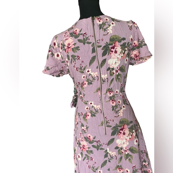 Xhilaration Lavender Floral Ruffled Babydoll Dress Preppy Collar Hem Size Small - Picture 8 of 12